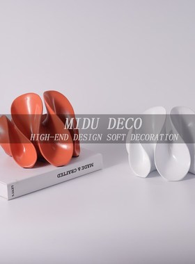 北欧现代抽d象白色花朵小摆件样板间家具配饰简约客厅家居装饰品