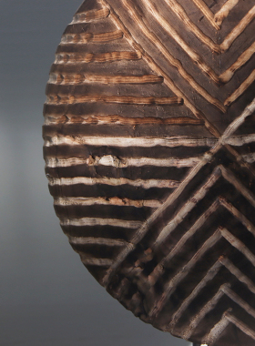 高级感实木雕刻j圆形装饰品侘寂风新中式复古自然风木质工艺品摆