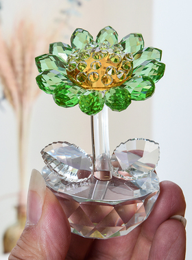 高档水晶向日e葵花摆件 客厅家居柜台创意植物小装饰品 生日礼物