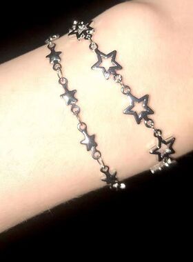 辣妹镂空五角星时髦叠戴手链