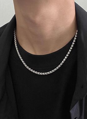扭鳞龙骨项链男士钛钢不褪色