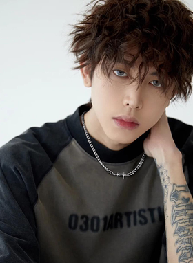 原创黑色双芒星钛钢项链男女