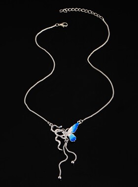 灵蛇与蝴蝶流苏项链女小众设计