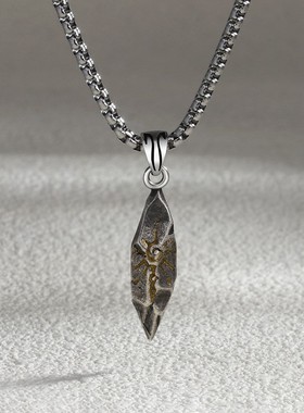 复古项链男款个性中性风拼色吊坠