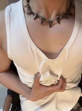 ins欧美男生铆钉项链颈链