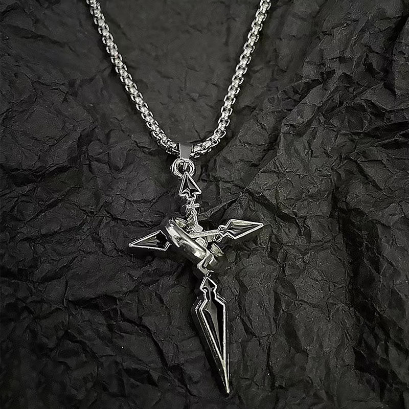 国潮复古环绕十字架钛钢项链男个性百搭轻奢锁骨链女ins小众设计,淘宝优惠券,粉丝福利购,淘宝优惠卷