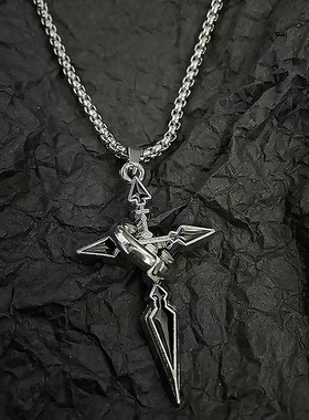 欧美男女十字架穿圈环吊坠项链