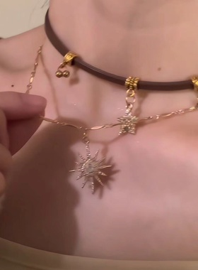 美拉德太阳星星项链女复古甜酷