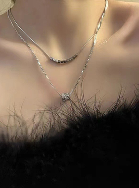 双层方砖小蛮腰项链女小众高级感