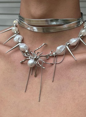 异形蜘蛛朋克多层项链y2k