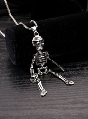 欧美暗黑骷髅人骨架项链嘻哈吊坠