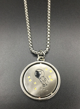 嘻哈旋转宇航员项链男女潮个性时尚太空人合金吊坠配饰