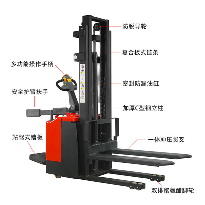 定制新款电动堆高机全自动液压升高车1吨3米步行式托盘堆垛机2吨 - 图1