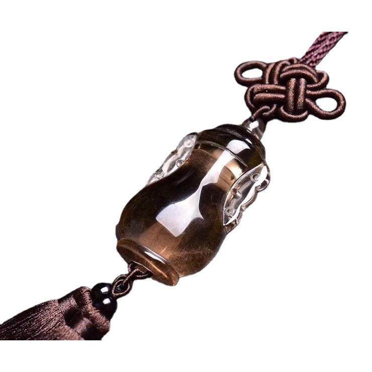 天然茶黄水晶雕宝瓶搭配手工编织流苏中国结车挂平安瓶挂饰,淘宝优惠券,粉丝福利购,淘宝优惠卷