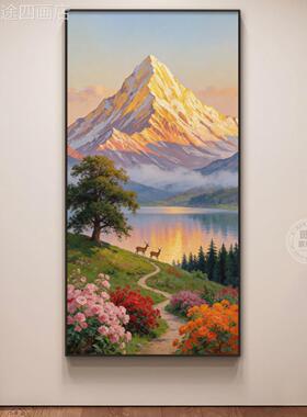 日照好金山玄关饰山画入户正对装门背景墙壁画绿色水风景寓意挂画
