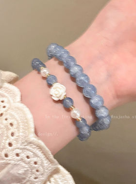 ins海宝蓝色山茶花手链