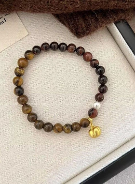 新中式南瓜福牌吊坠仿虎眼石手链
