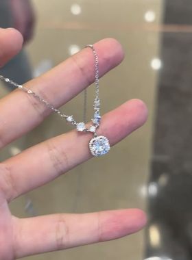 锆石方糖闪钻项链轻奢女简约小众设计颈链精致高级感百搭锁骨链潮