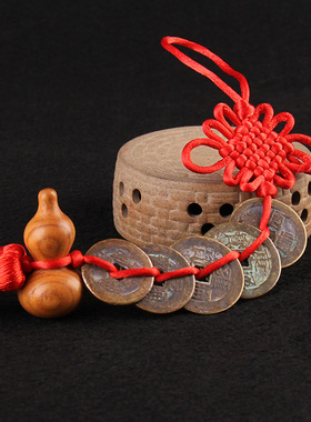 极速桃木葫芦真品五帝钱挂件木y雕小葫芦门对门吉祥结中国结汽车