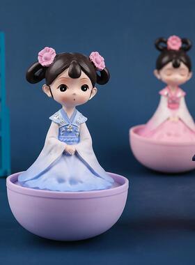 极速花涧小女古风创意女孩桌面装饰E家居装饰摆件学生儿童礼品汉