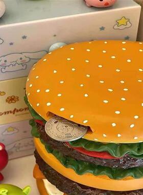 新品万仔商店 汉堡嗝存钱罐 美式复古桌面摆件 T工作室房间创意摆