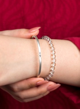 极速温声平安手工复古民族风纯银足银可调节M手镯手环可刻字定制