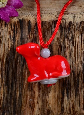 个性创意生肖红色小猪猪男女情侣款项链属相学生T礼物陶瓷吊坠饰