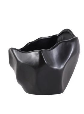 现代简约新中式异形黑色陶瓷花瓶插花器样板M房家居客厅酒店装饰