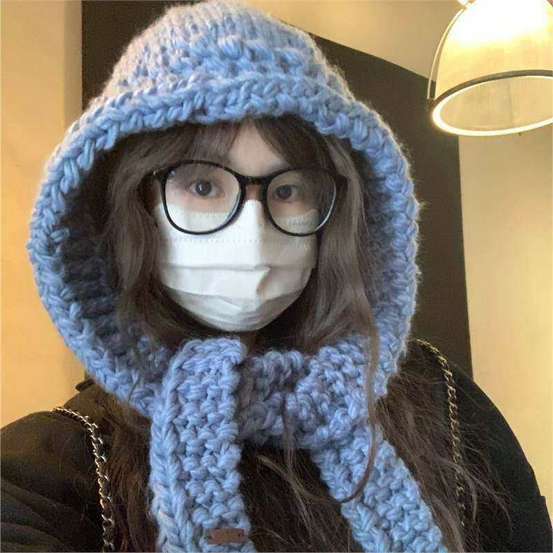 24新款冬季手工针织披肩帽子女护耳保暖防寒巴拉克拉法帽大衣配饰,淘宝优惠券,粉丝福利购,淘宝优惠卷