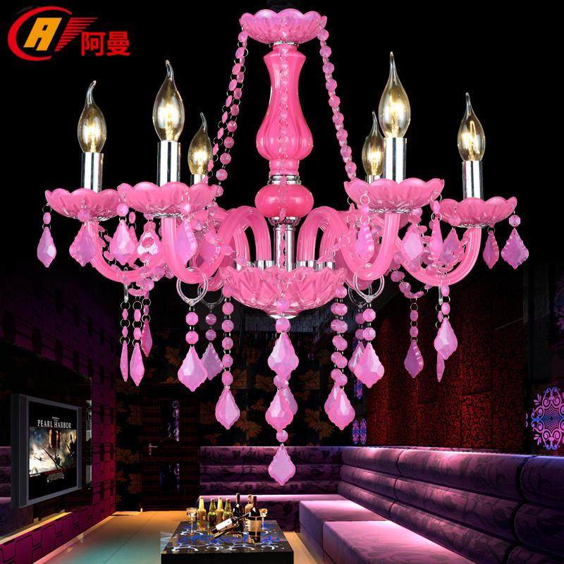 欧式吊灯女孩儿童房卧室粉色水晶灯美容院餐厅装饰ktv酒吧灯具,淘宝优惠券,粉丝福利购,淘宝优惠卷