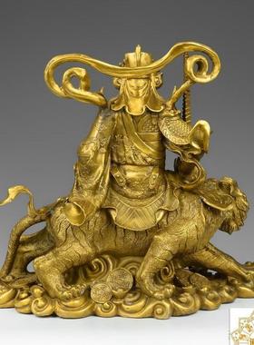 全铜赵公明财神骑虎像家用客厅装饰佛像武财神开业礼品大号中式