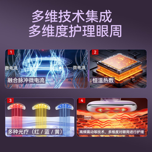 YD月牙美眼仪黑眼圈眼袋眼纹眼部提拉紧致热敷红蓝光微电流美容仪 - 图0