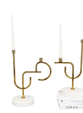 现代简约金属g烛台样板房售楼部卧室客厅书房餐厅厨房家居饰品摆