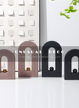 UNUSUAL 北k欧简约拱形金球编织皮纹摆件办公室书柜展厅桌面装饰