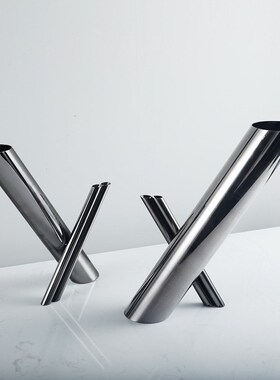 现代简约金属花器装饰假花插仿真花客厅轻奢N样板房间摆件软装饰