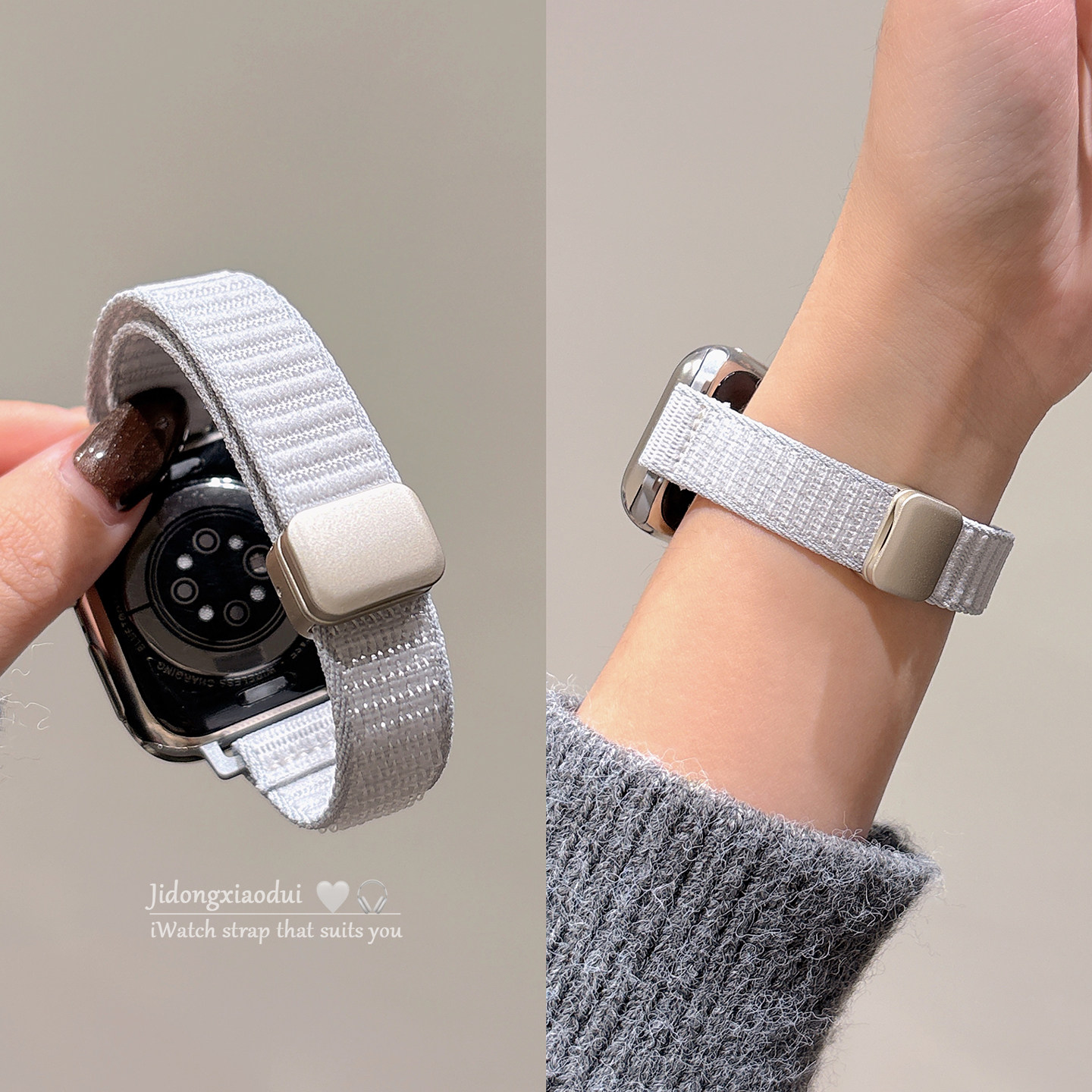 适用applewatchS11/10纯色山地纹尼龙磁吸表带苹果手表ultra3/2男女款情侣iwatch9/8/7/6新款运动透气SE腕带,淘宝优惠券,粉丝福利购,淘宝优惠卷
