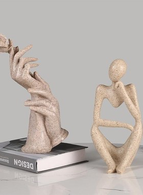 美式执子之手抽象样板间装饰品摆设创意客M厅酒柜桌面艺术品摆件