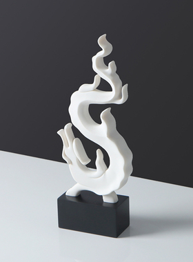 现代新中式白色砂岩生肖龙摆件样板房样品屋展示中心玄S关书房办