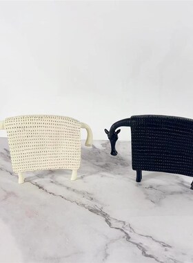 现代简约新中式抽象黑白马摆件样板间售楼处办公室书房Z客厅装饰