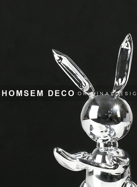 现代轻奢展厅f艺术摆件样板房间玄关家居客厅兔子桌面创意软装饰