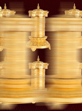 藏式电动b转轮插电宝幢转动简装饰摆件纯铜家用藏族转金桶静音法