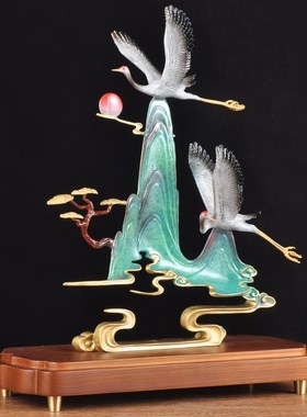 彩铜松鹤延年摆件仙n鹤送爷爷奶奶长辈祝寿贺寿生日礼物客厅装饰