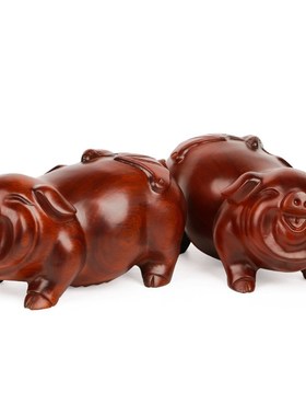 东阳木雕刻木头工k艺品摆设 红木猪福猪摆件 实木质十二生肖猪一