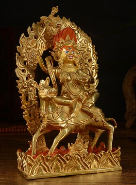 用品 仿尼泊尔纯铜全鎏金吉祥天Q母 高22cm