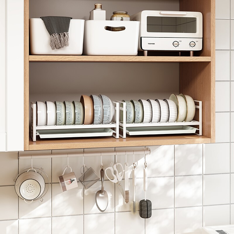 橱柜单层碗架厨房小型沥水架子家用放碗收纳盒柜内置装碗置0120f - 图0