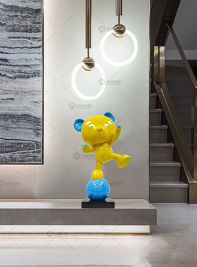 创意家具摆件树脂工艺品卡通杂技熊样板间客厅U软装摆件装饰品