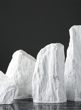 现代样板房间家居装饰陶瓷假山石头D摆件简约客厅玄关软装饰品组