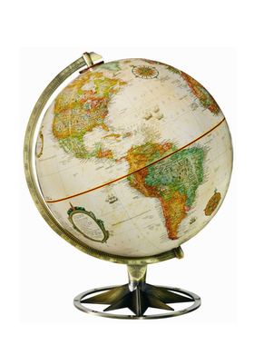 欧式美式地球仪英国牛皮球体实木底座金属K支架立体浮雕地球仪摆