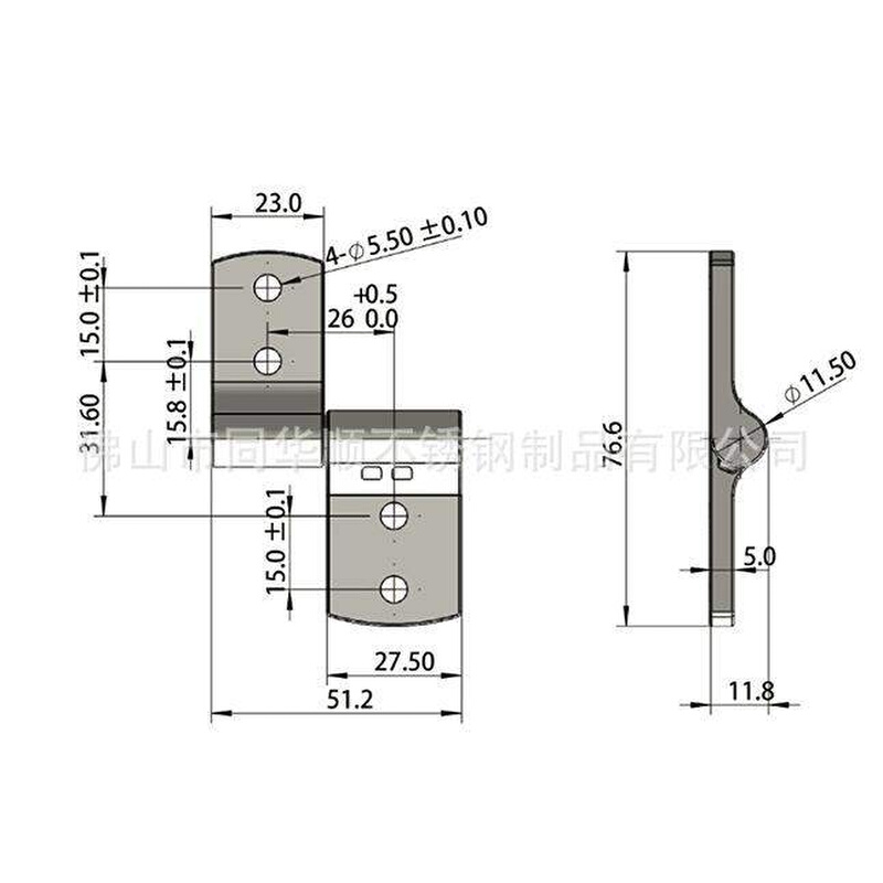 ST1-1A-200SA-50阻尼铰链径向载荷500N锌合金黑色扭矩铰链2.5NM - 图2