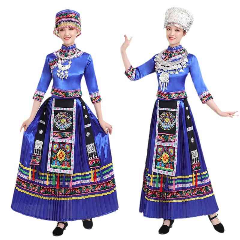 56个少数民族苗族舞蹈表演服装女彝族瑶族壮族土家族民族演出服饰 - 图3